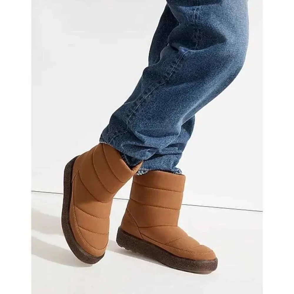 Madewell Puffer Boots 6 Short Snow Insulated Warm Waterproof Casual Tan Brown
